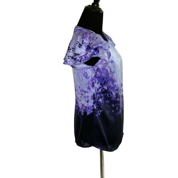 MICHAEL KORS Purple Print Short Sleeves Blouse Size 2 - Picture 5 of 9
